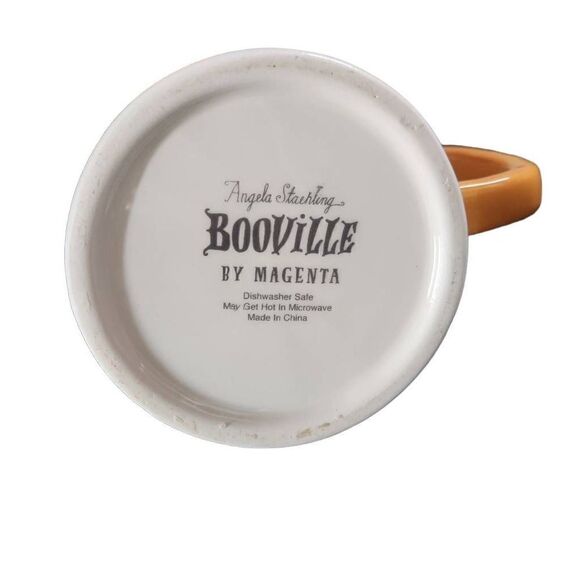 Booville by Magenta Halloween Orange Black Boo Scalloped Top Coffee Mug - Picture 4 of 6